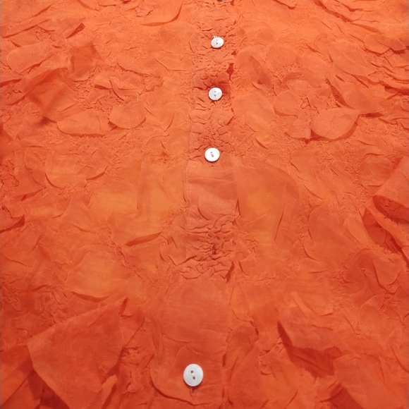 🎈5/$15 Bundle 🎈Ruffled Orange Button-Up Blouse - Picture 5 of 5